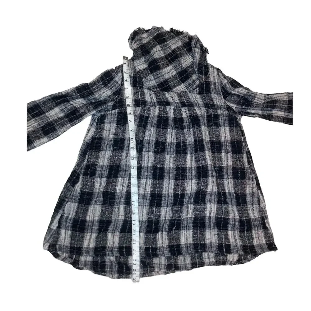 Free People Walk in the Park Plaid Burlap Cowl Pullover Tunic-XS